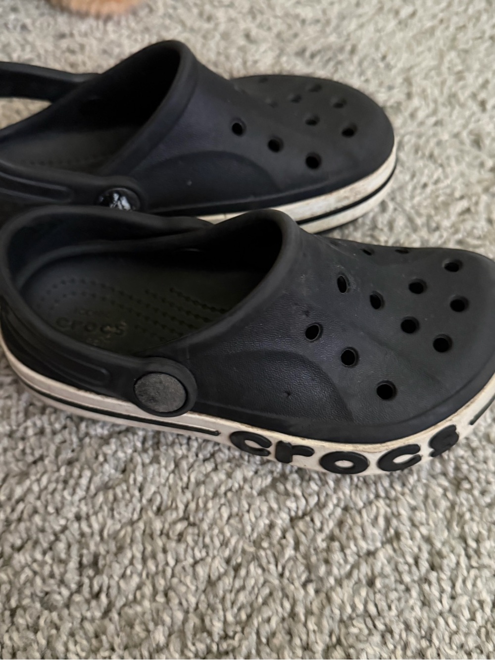 CROCS Kids Black Clogs with White Trim